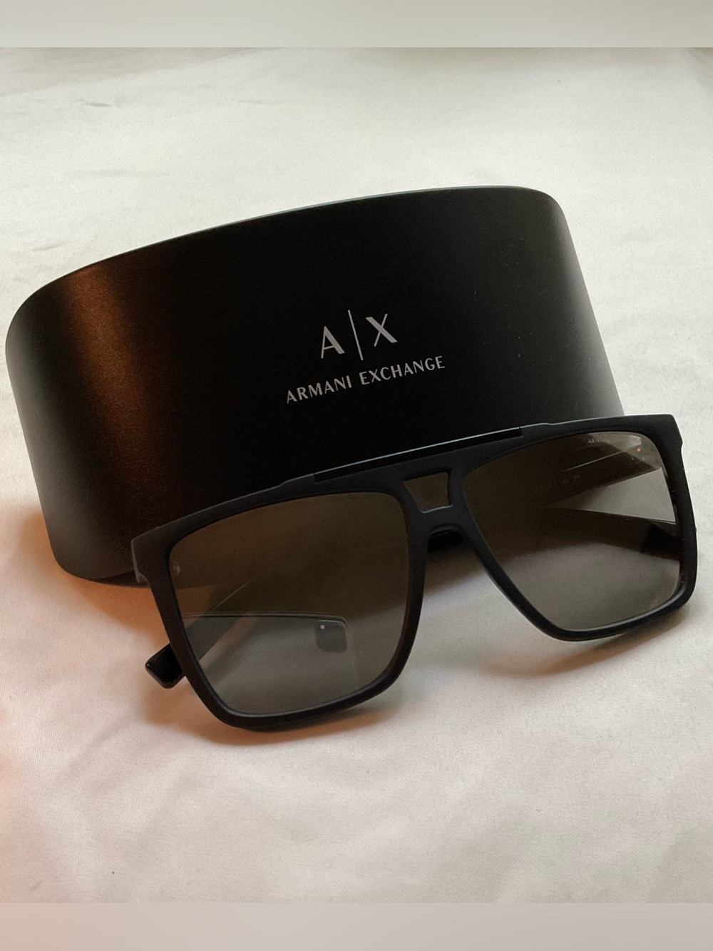 Armani Exchange Matte Black Sunglasses with Dark Lenses